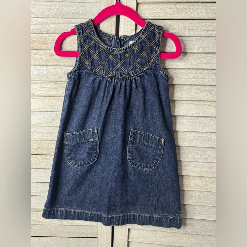 Old Navy Toddler Denim Dress 2T Pocket Chambray Casual Cute Everyday